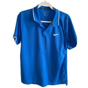 Nike Court Mens Dri-FIT Tennis Polo Shirt Royal Blue White Trim Large L